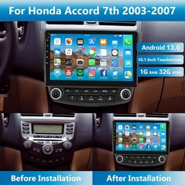 for Honda Accord 2003-2007 Android Car Radio Stereo 10.1 inch Capacitive HD Touch Screen Mirror Link GPS Navigation Head Unit with WiFi Bluetooth USB FM Car Audio Steering Wheel Controls