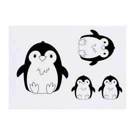 4 x 'Cute Penguin Chick' Temporary Tattoos - Water Resistant, Skin-Safe, Non-Toxic Transfers, Mixed Sizes (TO00084788)