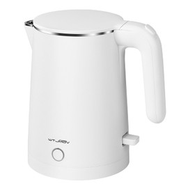 WTJMOV Electric Kettle Stainless Steel, 1.0L Small Water Boiler 1200W Fast Boiling, Double Wall Tea Kettle Pot Automatic Shut Off, Durable Coffee & Tea Maker/Warmer/Heater White