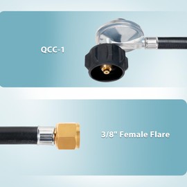 SHINESTAR - Regulador de parrilla de gas y manguera de 3 pies, parte de repuesto para regulador de propano para parrilla y estufa de campamento y parrilla Blackstone, con tuerca hembra de 3/8