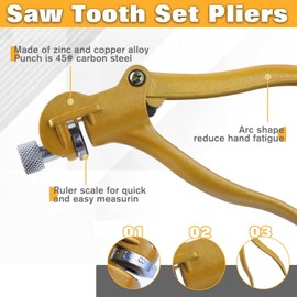 TICFOX Handsäge Set Zange, Sägeschränkzange Schränkzange, Zinklegierung und Kupferlegierung Säge Sägenschränkzange mit Skala & Stellschraube Bandsägezahn Einstellwerkzeug für Holzbearbeitung