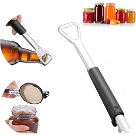 Walquicks Adjustable Jar Opener, 2 in 1 Multifunctional Stainless Steel Can Opener Retractable for Weak Hands, PortableJar Lid Gripper Manual Jar Bottle Cap Opener for Home Kitchen Senior Arthritis