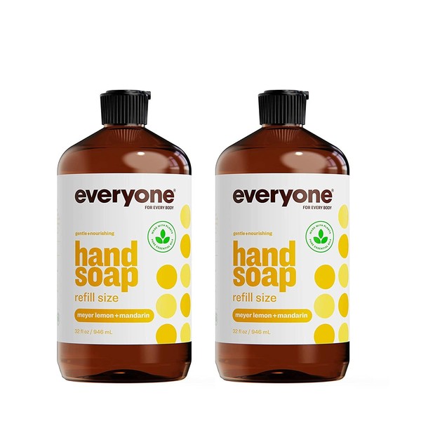 Everyone Liquid Hand Soap Refill, 32 Ounce (Pack of 2), Meyer Lemon and Mandarin, Plant-Based Cleanser with Pure Essential Oils