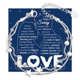 FANCIBAND Gifts For Ex-Wife/Ex-Girlfriend Silver Bracelet For Women Mini Star Charm Bracelets With Beads Valentine's Day Anniversary Christmas Gift For Her