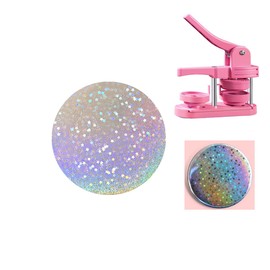 KJArrow Button Maker Supplies Holographic Paper Plastic Film for 58mm, Button Maker Accessories 200Pcs Shiny Laminate Sheets Badge Pins Sparkle Paper 2.76 Inch -Small Stars