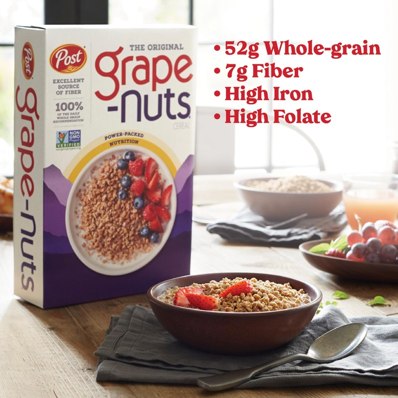 Post Grape Nuts Original Breakfast Cereal, Crunchy Whole Grain Wheat