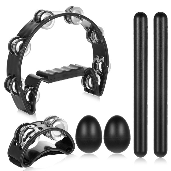 6 Pcs Tambourines for Adults, Hand Held Half Moon Tambourine