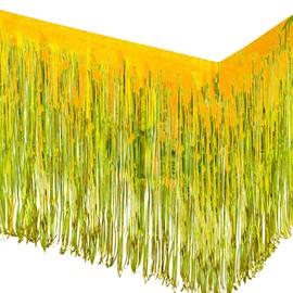 Allgala 2-Pack 29x108 Inch Metallic Foil Fringe Tinsel Table Skirts for Party Event Decoraton-Gold-BD52803