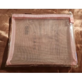 Doll 10 Makeup Cosmetic Zippered Bag in Pink Mesh 6.5" X 8.5" Brand New