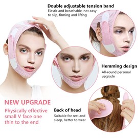V-Line Mask Chin Strap, Reusable V Shaped Face Belt for Sleeping Jaw Exerciser, Prevent Sagging V-Line Lifting Chinstrap, Facial Slimmer Shaper for Women and Men Double Chin (Pink)