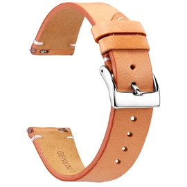 [BINLUN] Genuine Leather Watch Band Quick Release Leather Watch Strap for Men Women Replacement Watch Strap Unisex 12mm 14mm 16mm 18mm 20mm 22mm 24mm 4 Colors (Orange/Black/Brown/Light Brown),