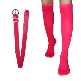 2 Pack Pink Baseball Socks And Pink Baseball Belt Set,Hot pink Elasticity Softball Socks,Adjustable Pinks Softball Belt,Elasticity Softballs Sockss And Belts Apply To Youth Men Women Fan