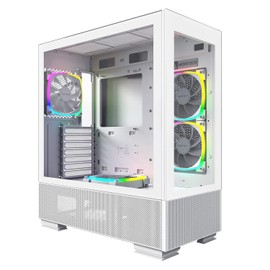 Montech Sky Two, Dual Tempered Glass, 4X PWM ARGB Fans Pre-Installed, ATX Gaming Mid Tower Computer Case, Type C, High Airflow Performance- White