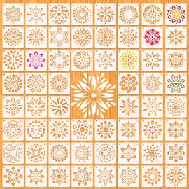 MWOOT 60 Pcs Mandala Stencils, Floral Templates for Painting on Wood, Tile, Stone, Canvas, Mandala Stencils, Reusable Plastic Stencil for DIY Crafts and Scrapbook Decor (5x5 CM)