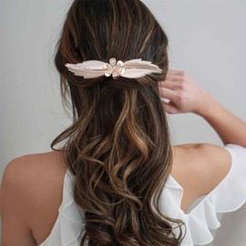 Cimenexe Bohemian Large Leaf Hair Comb Metal Flower Hair Clip Vintage Feather Headpiece Hairpiece Decorative Gold Wedding Comb Hair Accessories Jewellery for Women and Girls Gifts