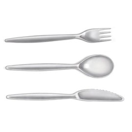 Harfield Copolyester Silver Cutlery Set 20cm (x4 Sets) Reusable Virtually Unbreakable Dishwasher Safe