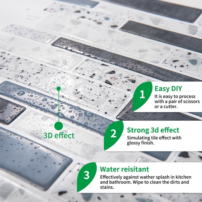 LONGKING Peel and Stick Backsplash Tile for Kitchen, Stick on