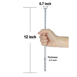 BTSULYOO 12-inch Artificial Turf Stakes Solid Galvanized Metal Spiral Landscape Edging Spikes for Outdoor, Heavy-Duty Rust Resistant Security Anchoring Spikes (16)