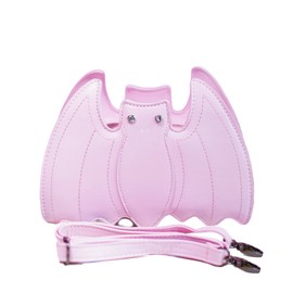 GOTHX GOTHIC PINK BAT SHOULDER BAG Ladies Long Strap Vegan Leather Black Handbag | Pastel Goth Pagan Punk Rock Bag