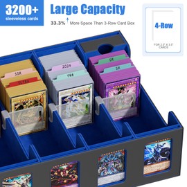 Bearfire 3200+ Card Storage Box,Trading Card Deck Box with 4 Rows, 24 Colorful Dividers, and 8 Viewing Windows for Magic Game Cards