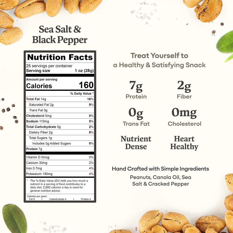 Belmont Peanuts Gourmet Sea Salt and Black Pepper Flavored Virginia
