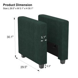 Belffin Corduroy Armrests Modular Sectional Couch Module Parts Convertible Modern Sectional Sofa Couch, Green