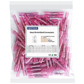 100 Conectores Rojos Termorretráctiles de Crimpado Aislados de Grado Marino 22-16 AWG, Eléctricos Impermeables, Empalme a Tope para Cableado de Barco y Camión