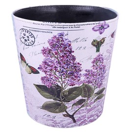 Scakbyer 10L/2.64 Gallon Trash Can Waterproof PU Leather Flowers Pattern Wastebasket Paper Basket Dustbin Garbage Bin - (Type 7)