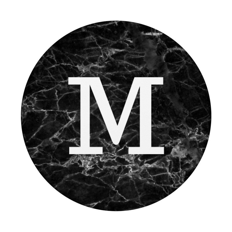 Cute Letter M Monogram Initial Socket Grip, Black Marble