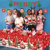 Christmas Table Cloth Rectangular Wipeable Clean,Red Colour Tablecloths,Xmas Square Oilcloth