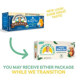 Newman's Own Black Tea Bags, Family Sized Individually Wrapped - 22 Per Box