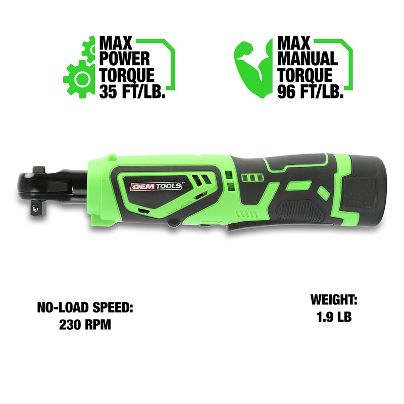 OEMTOOLS 24685 12V MAX Li-ion Power Ratchet, 3/8” Cordless Electric