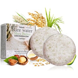 Shefave Reisshampoo Bar, 2PCS Reiswasser Shampoo Bar mit Sheabutter, Kokosöl, Anti-Haarausfall Reis Shampoo Bar, Shampoo Seife für Haarwachstum, nährend, volumenstärkend und stärkend