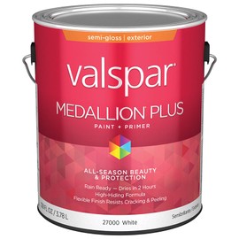Valspar 27000 White Base Medallion Plus Exterior Paint & Primer, Semi-Gloss, 1 Gallon