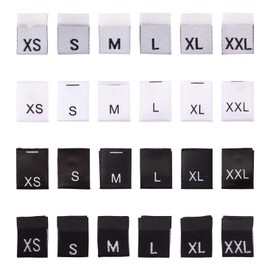 PandaHall 480pcs Size Label Clothes Size Labels Black & White Label Tags Embroidered Label Clothing Label for Sewing on Clothes T-Shirt Coat