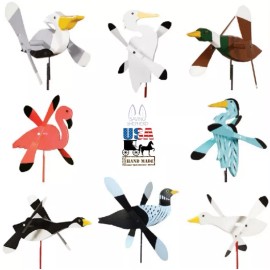 Amish Handmade SNOW GOOSE WIND SPINNER - Amish Handmade Whirlybird Weather Resistant Whirligig