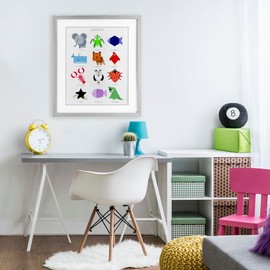 Stupell Industries Creative Animal Shapes Chart Gray Framed Print Under Glass design by Carla Daly, 21 x 17