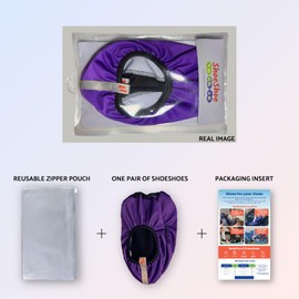 Premium Adult and Kid Shoe Covers - Keep your space clean: Home, Car, After Sports, Suitcase, Classroom - Durable, Machine-washable, Non-slip, Water resistant, Reusable (1 pair Purple B)