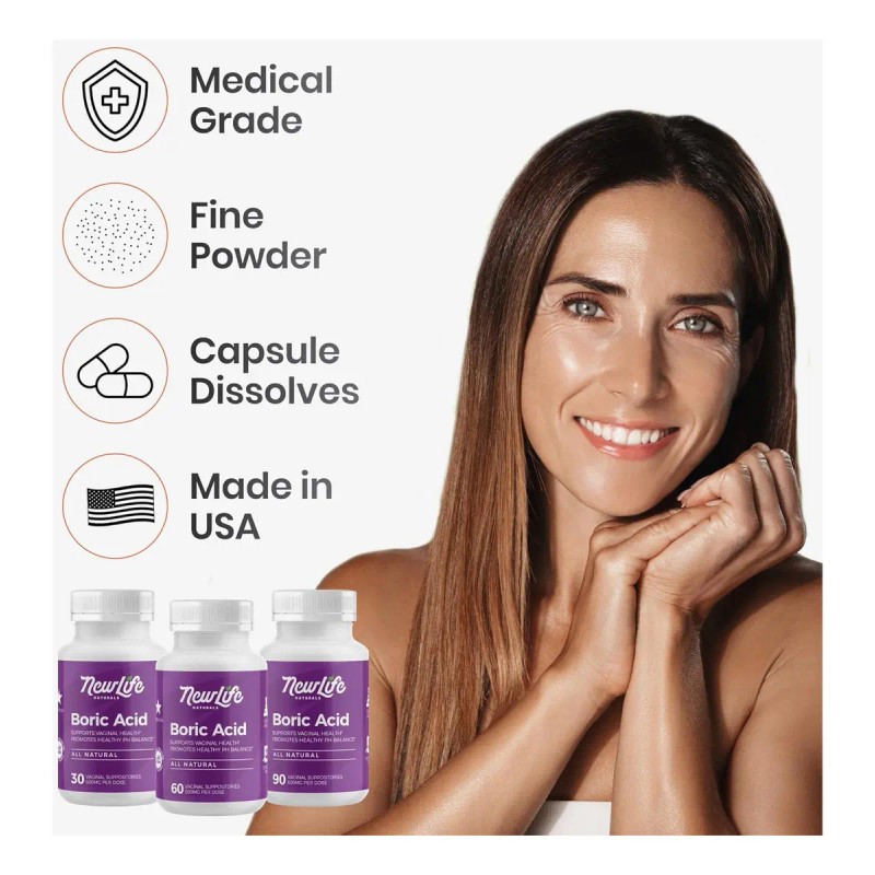 Ácido Bórico Newlife Naturals 600mg Vaginal Suplementos
