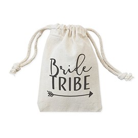 The Cotton & Canvas Co. Bride Tribe Wedding Party Favor Bags, Cookie, Candy and Treat Bag and Drawstring Pouch, 6-Pack
