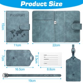 Tatxmalv Passport Cover and Suitcase Tag Set, Faux Leather Passport Case, Adopt Hidden Magnetic Press Lock Design, Passport Case Perfect for Travel or Business Trip (Blue), blue, Minimalist