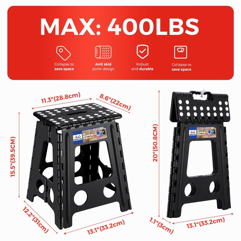 ACKO Folding Step Stool Foldable 16 Inch 400 lbs Capacity,