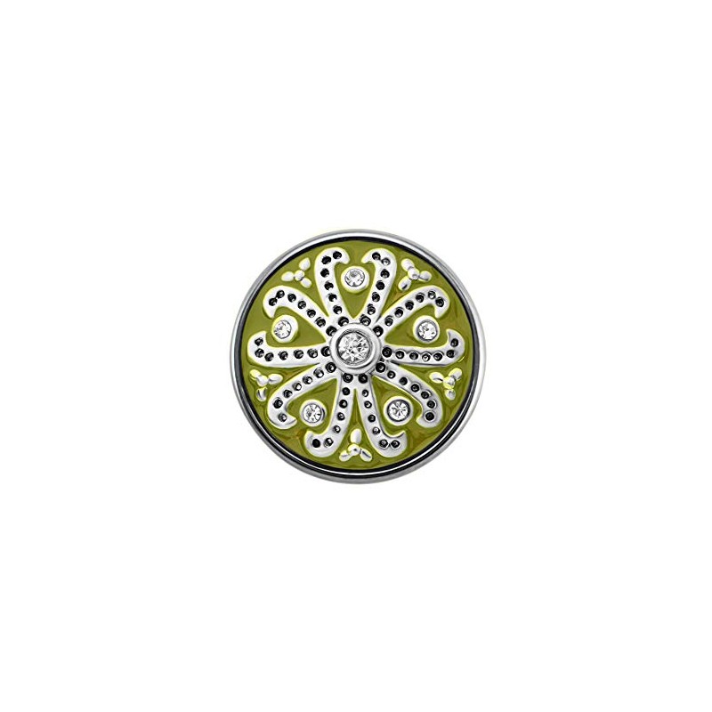 Quiges Women's Click Button 18 mm Chunk Silver-Plated Light Green