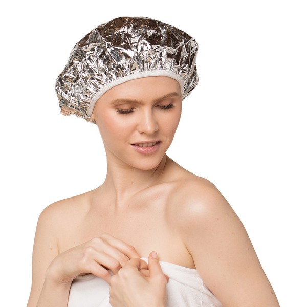 Kitsch Reusable Processing Cap for Hair | Deep Conditioning Cap | Coloring Cap for Hair | Aluminum Thermic Silver Foil Cap - Holiday Gift