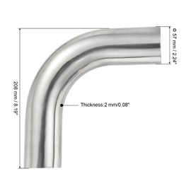 PATIKIL 90 Degree Sanitary Extended Pipe, 2 1/4inch OD Mandrel Bend Elbow Exhaust Pipe Straight Connector 304 Stainless Steel Extended Pipe for Welding Modified Stair Handrail HVAC