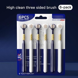 BDIKFNL 3 Sided Toothbrush for Adults with Soft Hair, high-end Combination Brush Head, Teeth Protection, Tongue Cleaning, Couple Style