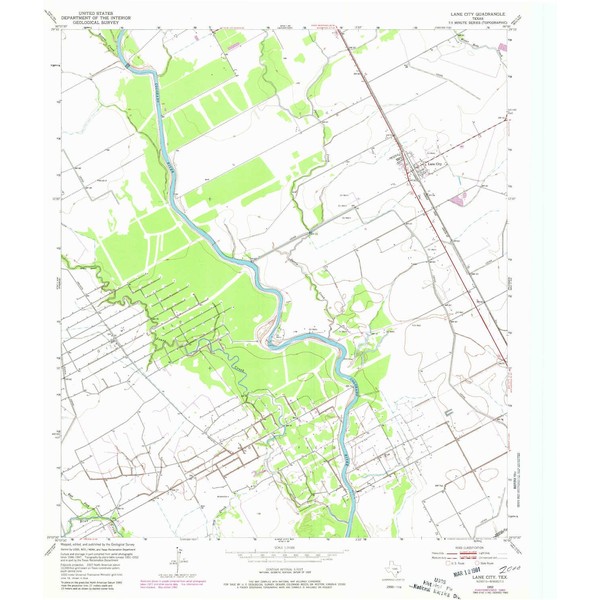 YellowMaps Lane City TX topo map, 1:24000 Scale, 7.5 X