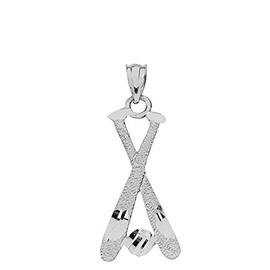 Claddagh Gold Baseball Bats and Ball Sports Necklace Pendant (Sterling-Silver)