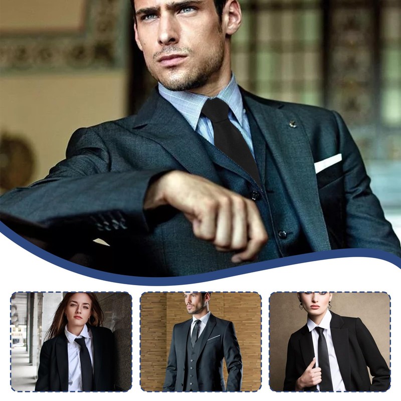 wlertcop Black Tie for Men, Ties Solid Uniform Pre-tied Adjustable