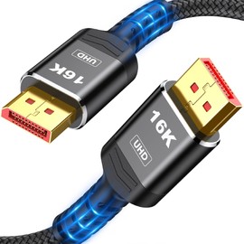 Highwings 80Gbps Displayport Cable 2.1 3FT, 16K@60Hz, 8K@120Hz, 4K@240Hz, DP 2.1 Cable 16K Braided Cord, Compatible with HDR10 DSC 1.2a, G-Sync FreeSync Gaming PC, NVIDIA RTX 4090/3090, AMD 7900XTX